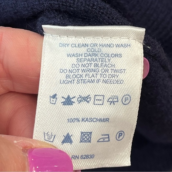 Lands' End Men's Deep Blue navy V-Neck Sweater 100% cashmere size XXL - Picture 3 of 7